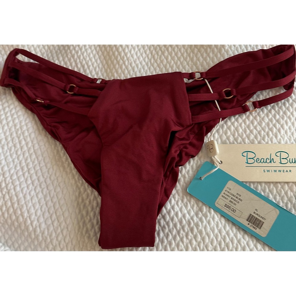 Beach Bunny Swimwear Burgundy Bunny Basics Bikini Bottoms Size XL new w/tags‎